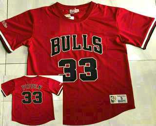 Men%27s Chicago Bulls #33 Scottie Pippen Red Short Sleeved AU Throwback Jersey Dzhi->chicago bulls->NBA Jersey